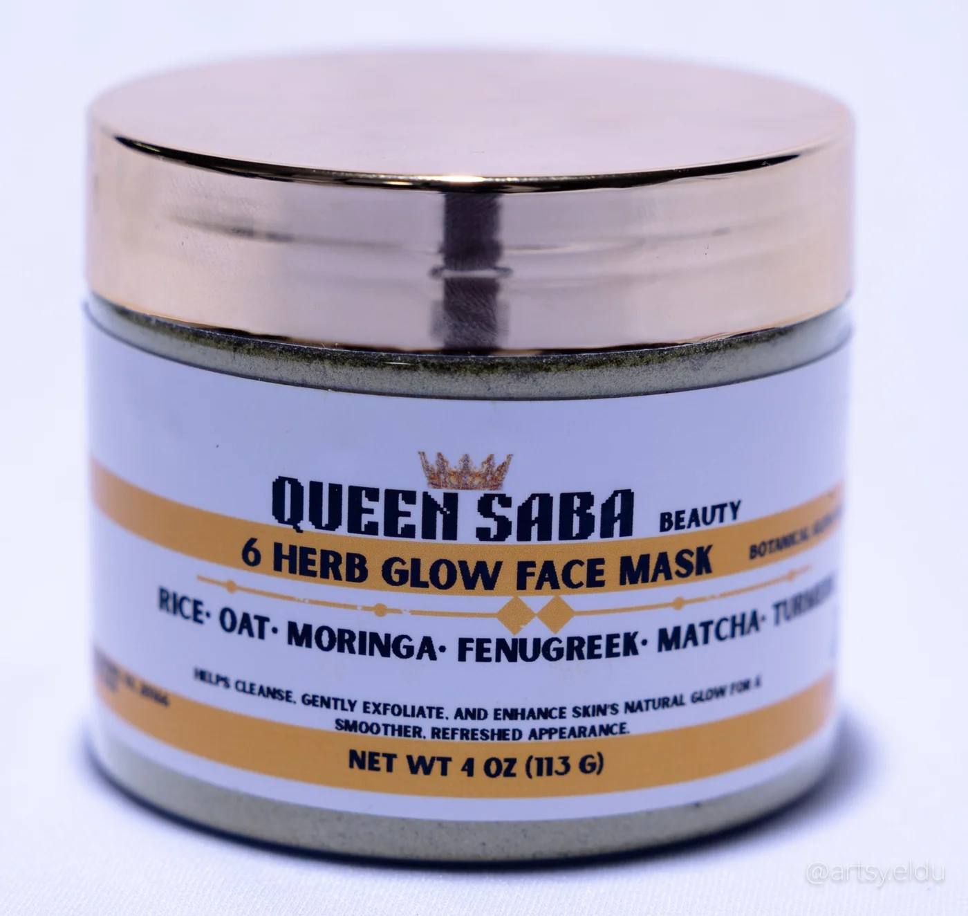 Queen Saba Beauty herbal glow face mask close-up